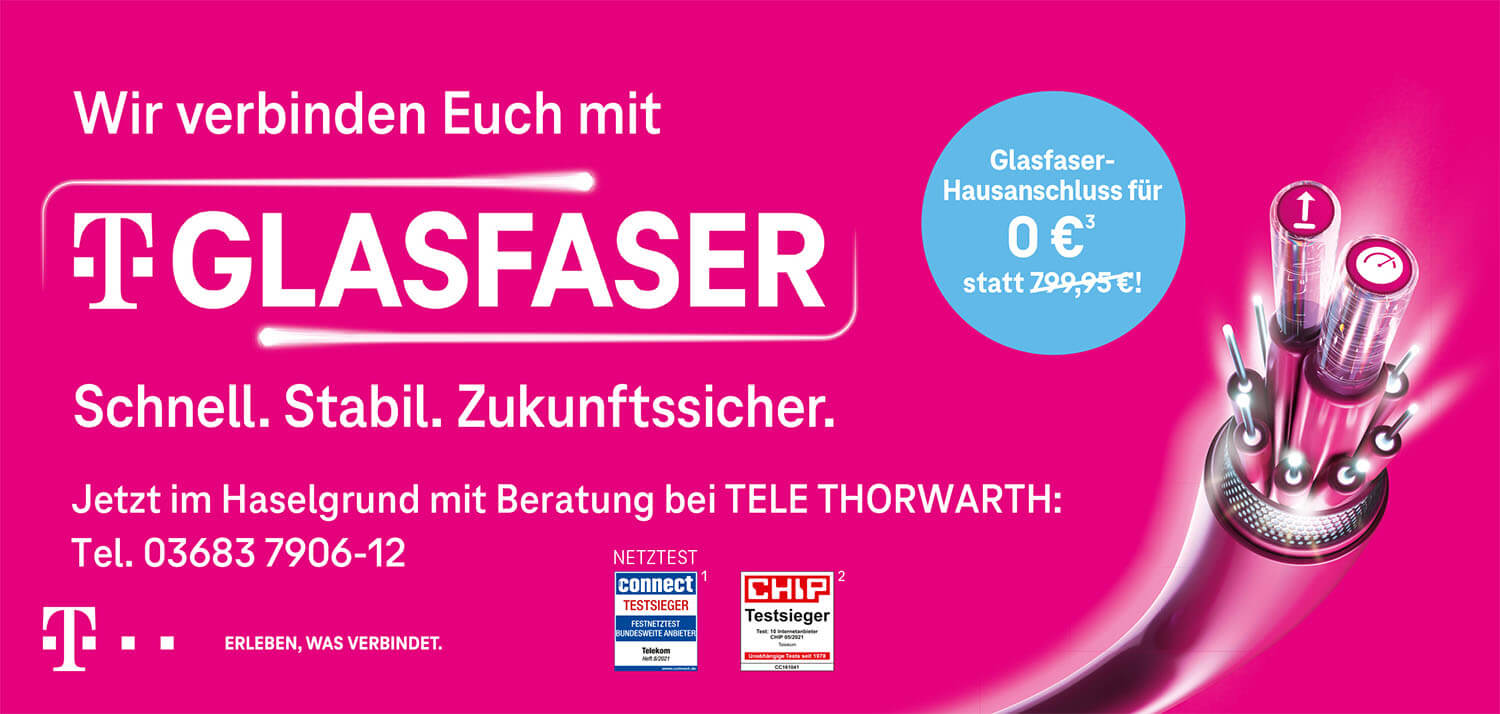 Angebot von Telekom: Glasfaseranschluss im Haselgrund, Thüringen